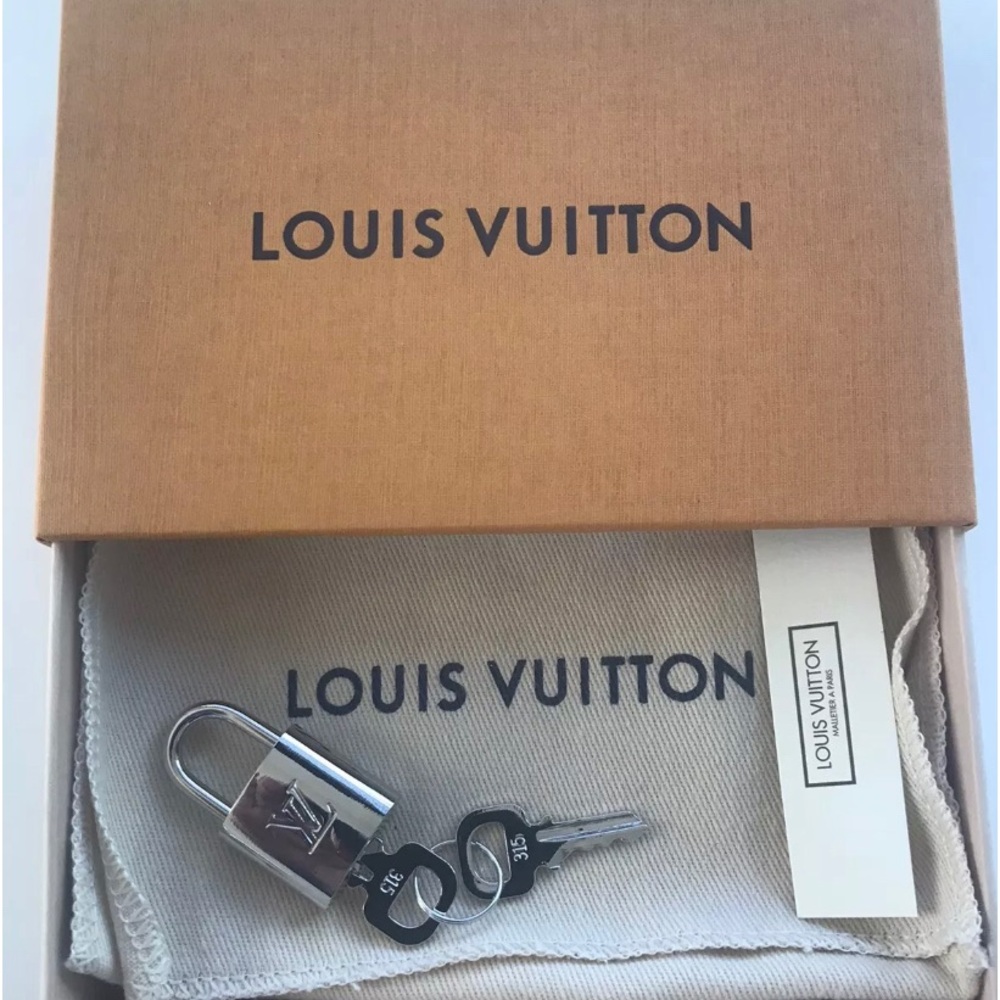 Louis Vuitton PadLock Lock &2 Key Brass Silver Authentic Number 315